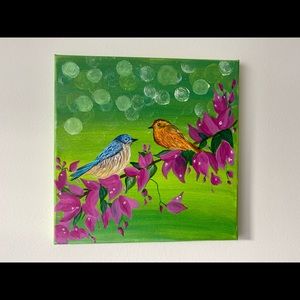 Birds painting/ home decor/ flowers